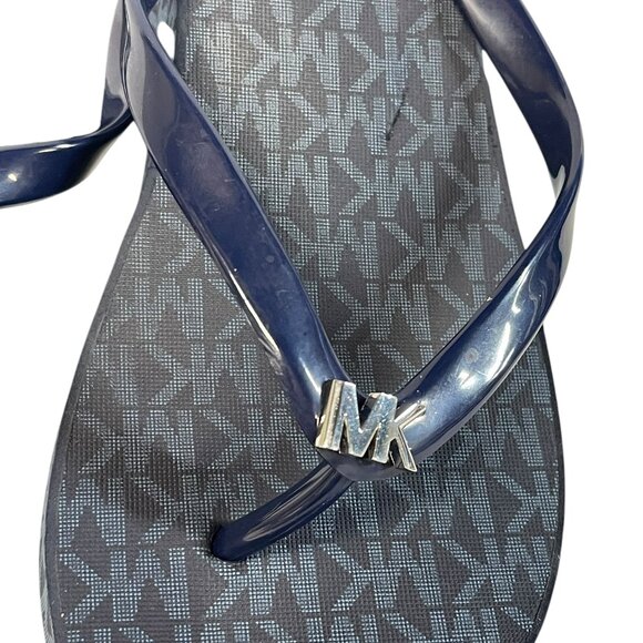 MICHAEL KORS MK Signature Bedford Blue Wedges Thongs Flip-Flops Sandals Size 11 - Picture 10 of 12